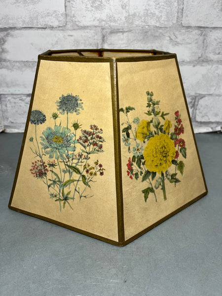 Vintage Hexagon Botanical Wildflower Paper Lamp Shade