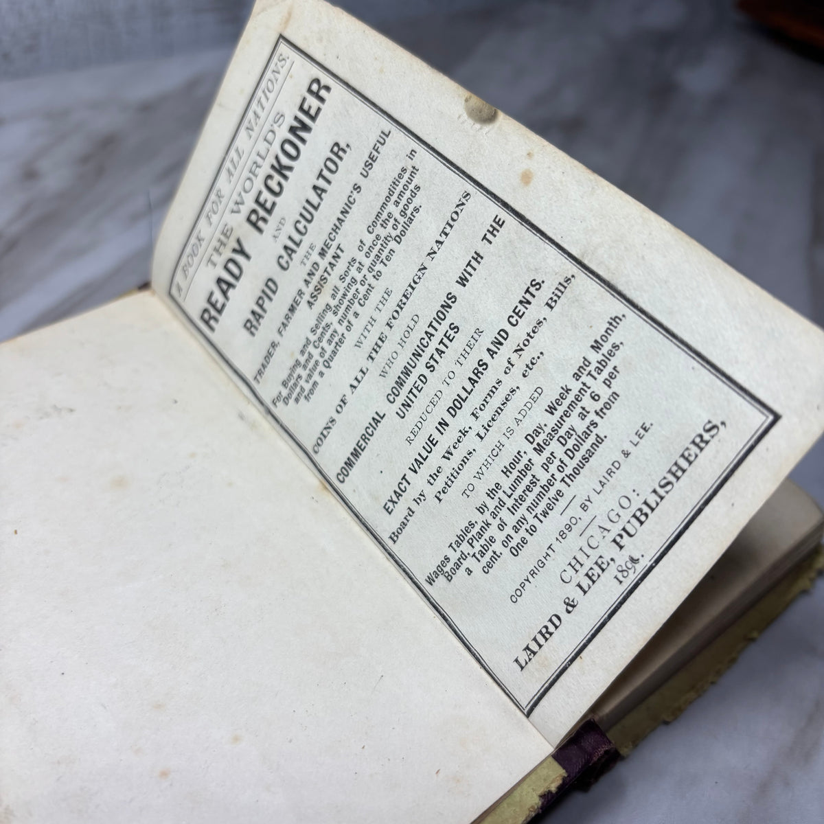 Antique World’s Ready Reckoner & Rapid Calculator Book 1890 Chicago Laired & Lee