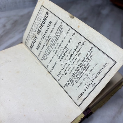 Antique World’s Ready Reckoner & Rapid Calculator Book 1890 Chicago Laired & Lee