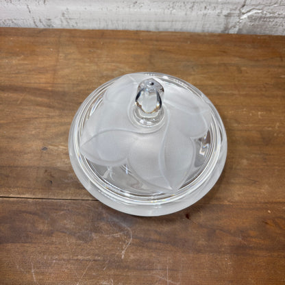 Embossed Glass Covered Candy / Trinket Dish