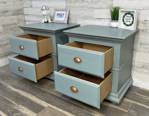 Set Of Blue Gray Nightstands