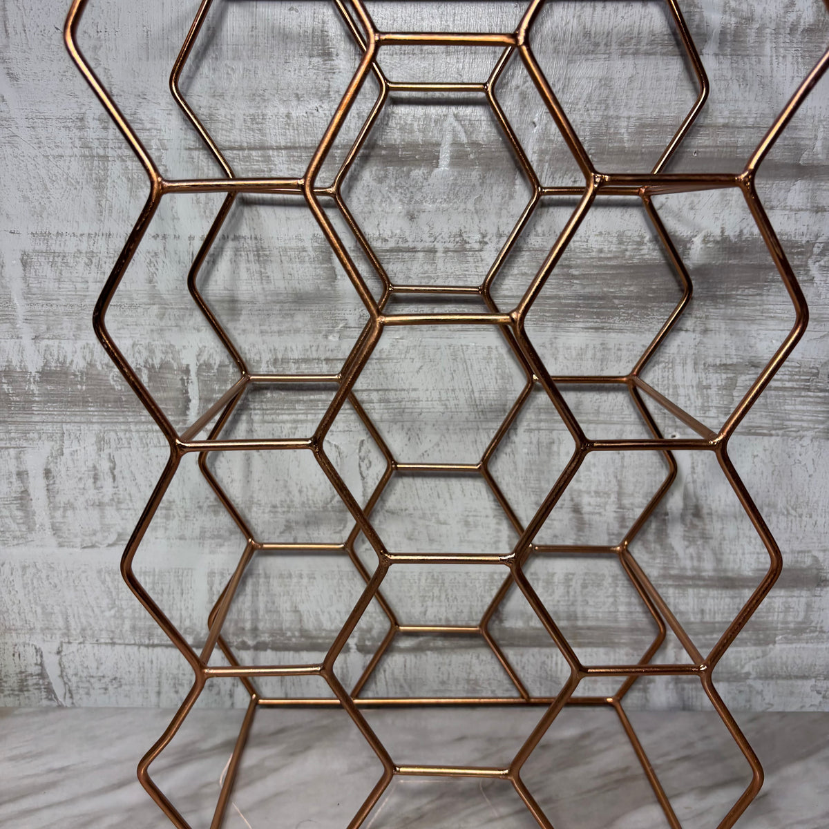 Rose Gold Honeycomb Wine Rack