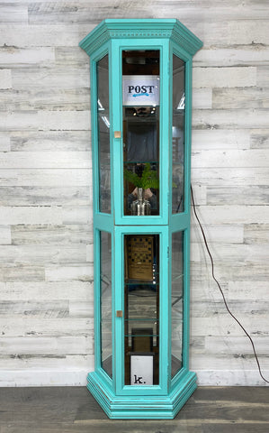 Turquoise Light Up Curio Cabinet