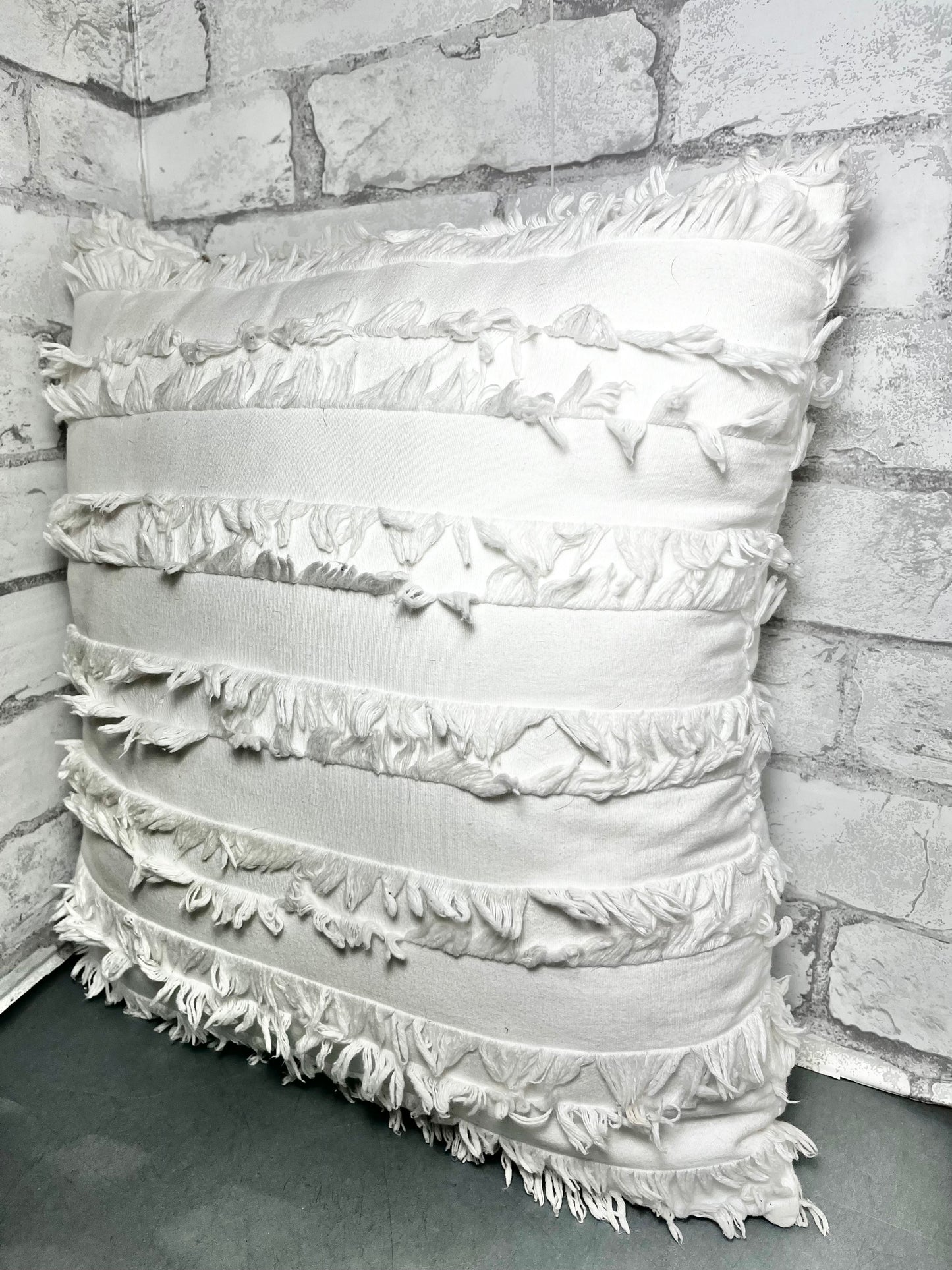 White Fringed Pillow