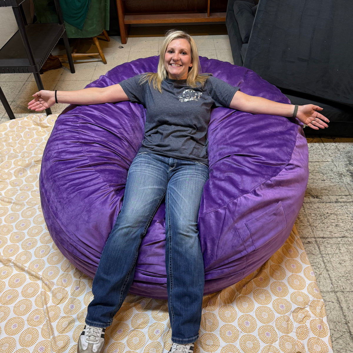 Huge Memory Foam Beanbag Chair Purple