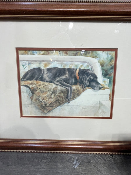 Framed Barbara Shipman Black Lab Painting