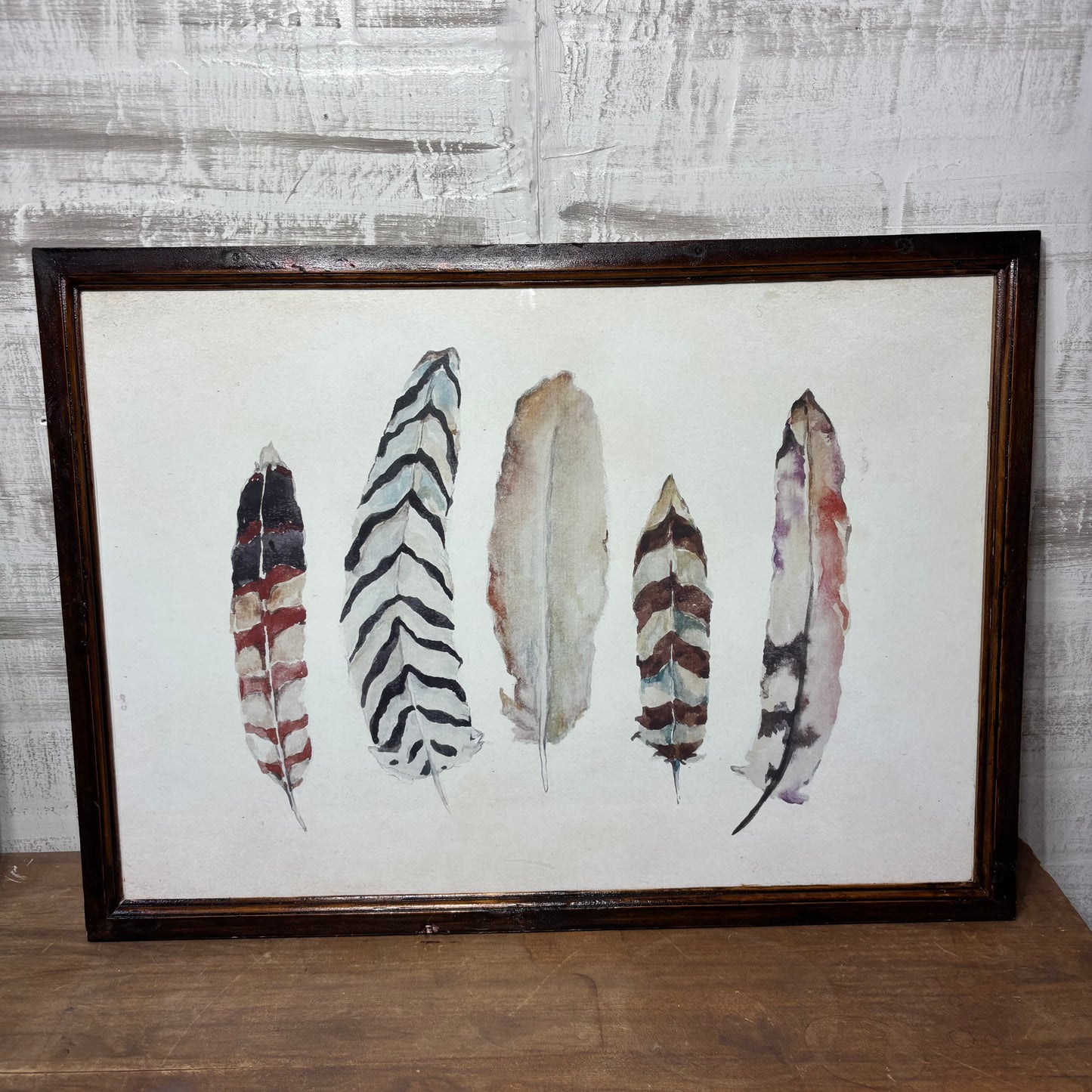Boho Feather Watercolor Framed Art
