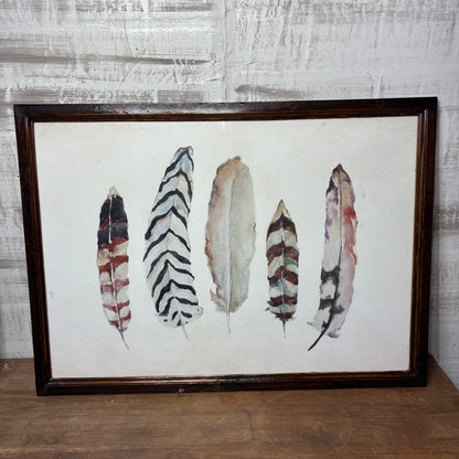 Boho Feather Watercolor Framed Art