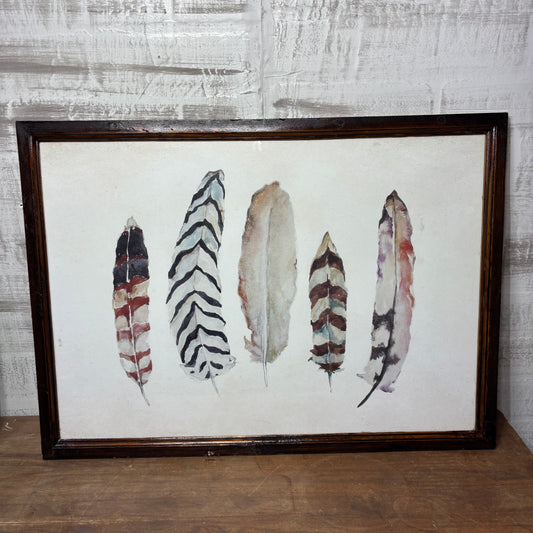 Boho Feather Watercolor Framed Art
