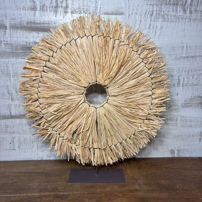Natural Raffia Fiber Tabletop Sculpture