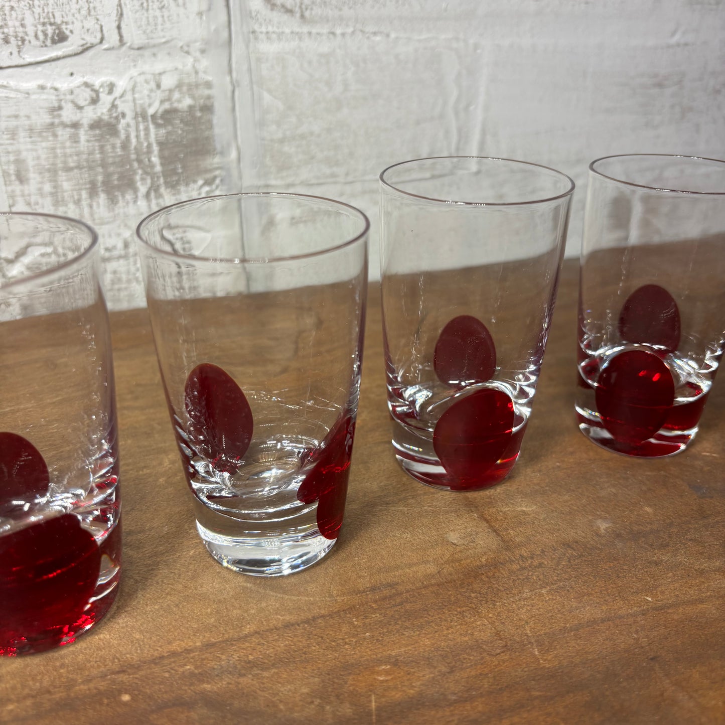 Pier 1 Imports Red Drip Dot Shot Glasses Set Of 4