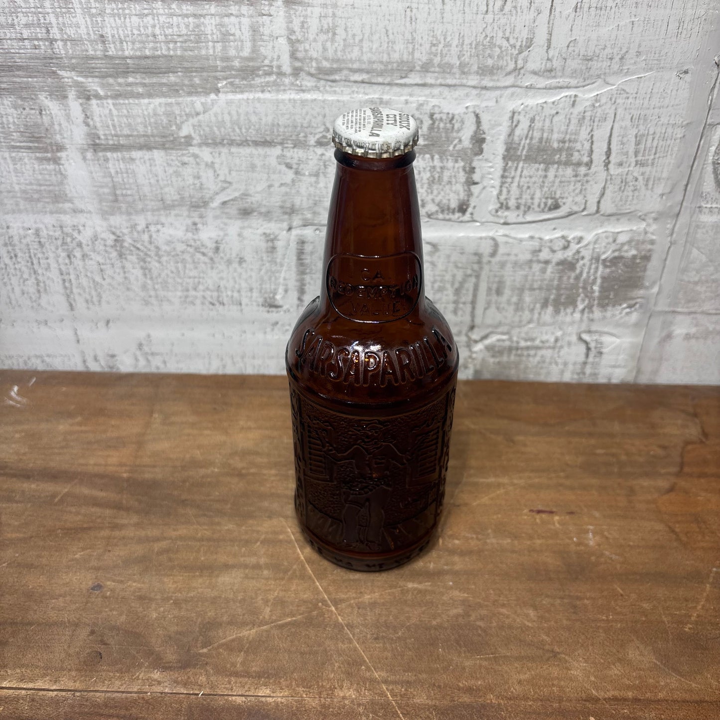 Sioux City Sarsaparilla Amber Glass Bottle *Empty*