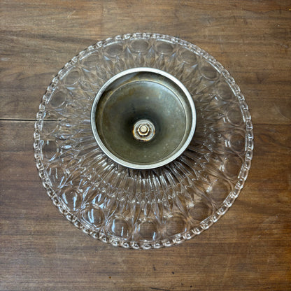 Vintage Glass Crystal Silver Pedestal Cake Stand Table