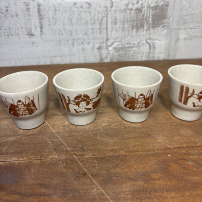 Vintage Japanese Ceramic Sake Cups Set Of 4