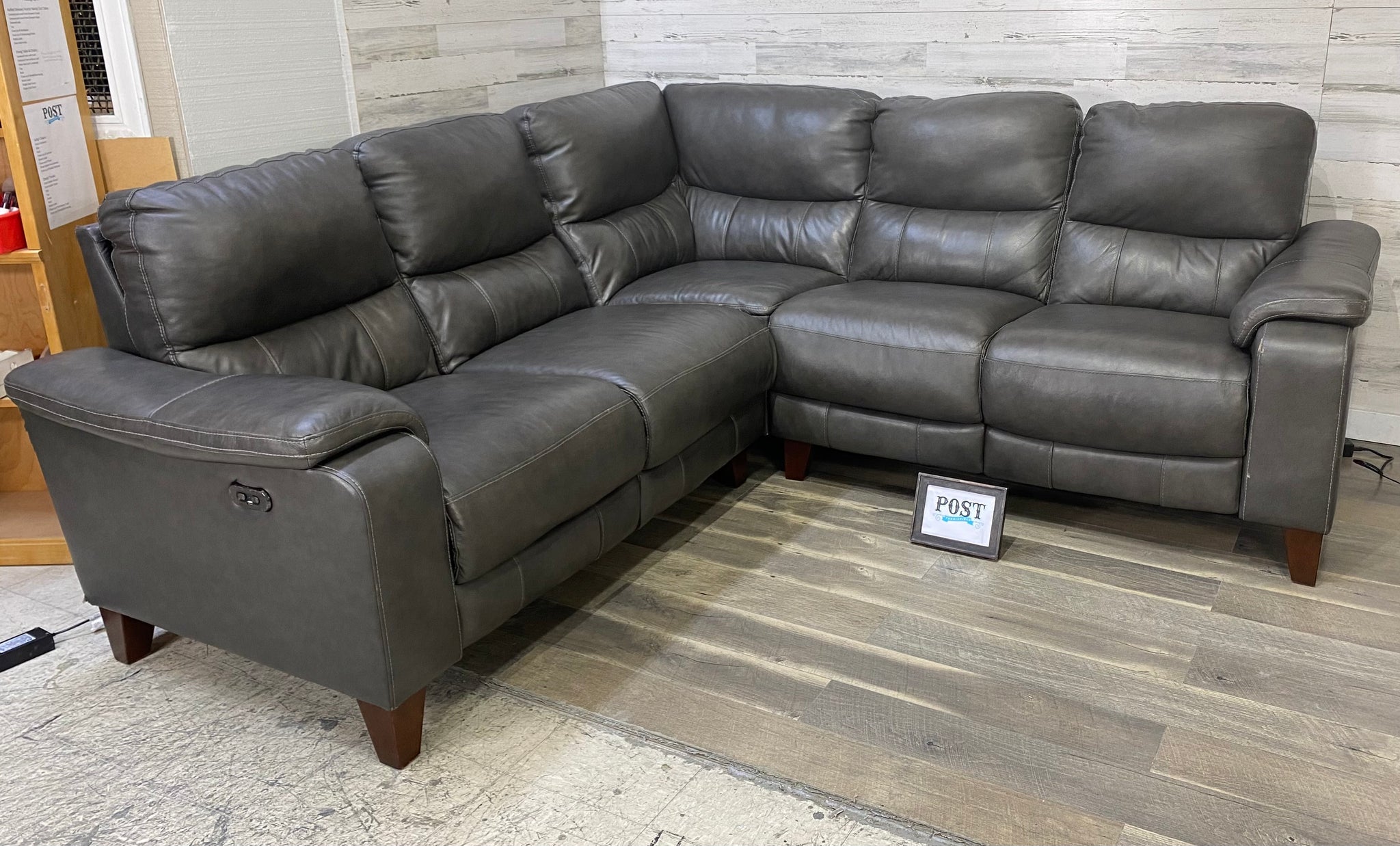 Gray Leather Sectional Couch