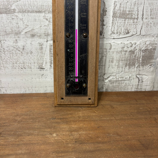 Vintage Taylor Bro’s Brass and Wood Thermometer Rochester, New York