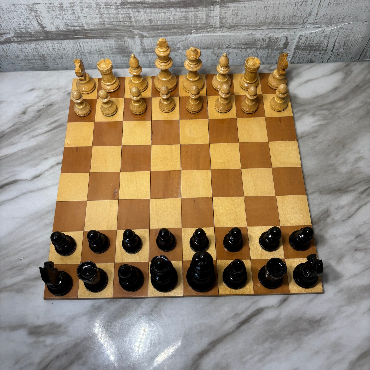Vintage Wooden Portable Chess Set