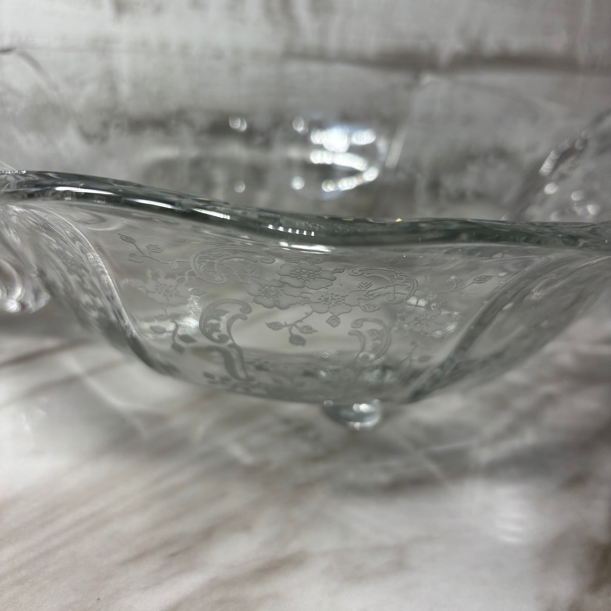 Vintage Fostoria Glass Etched Footed Serving Bowl