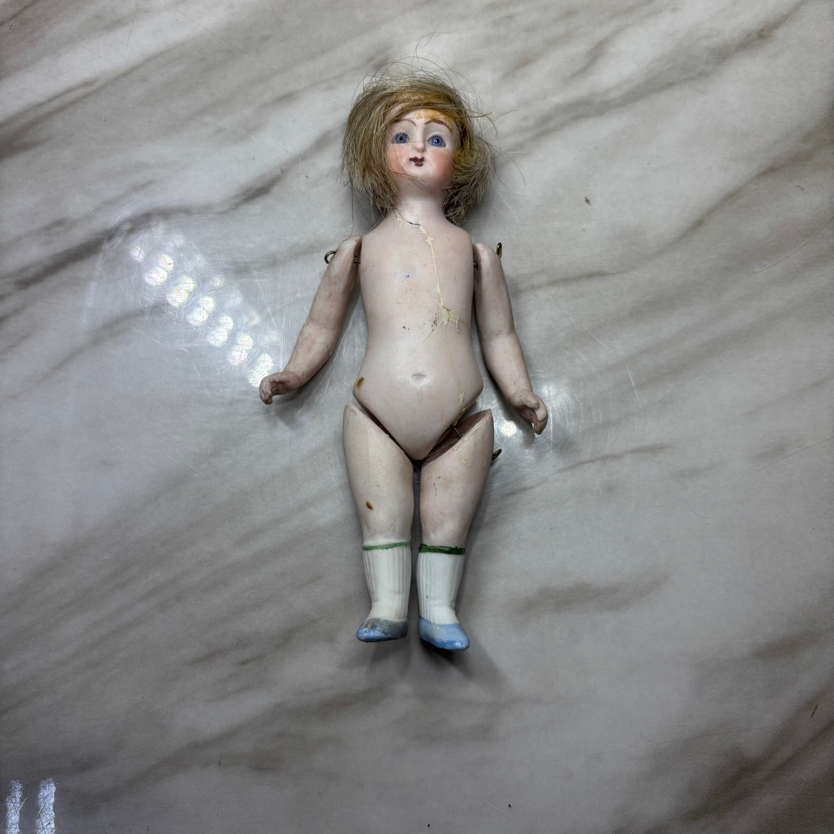 Antique All-Bisque Jointed Porcelain Doll 8098 1a