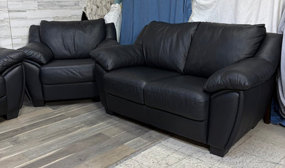3pc Black Leather Couch Set