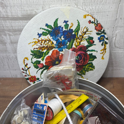 Vintage Sewing Lot Tin