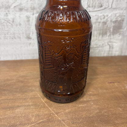 Sioux City Sarsaparilla Amber Glass Bottle *Empty*