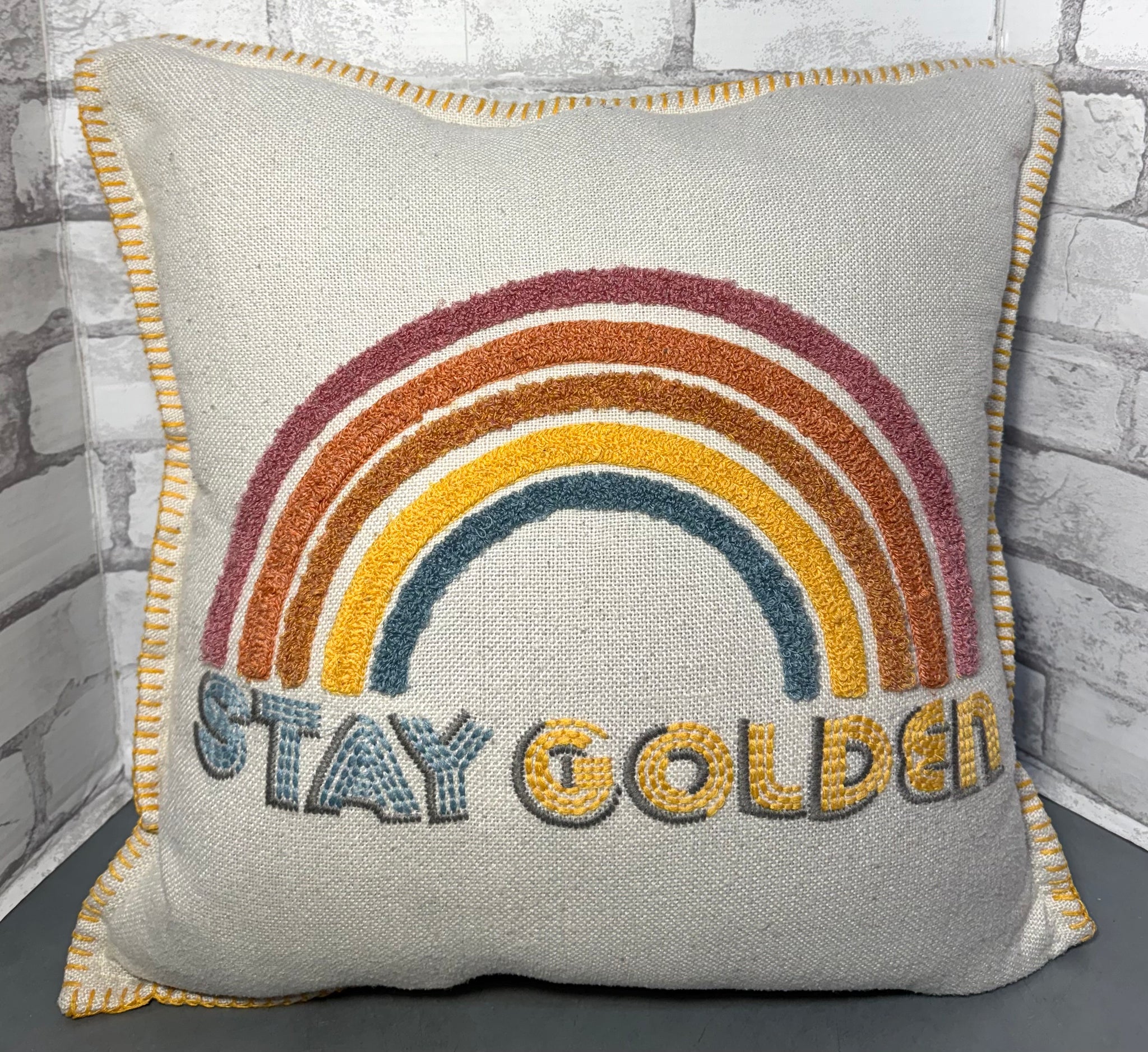 “Stay Golden” Rainbow Pillow