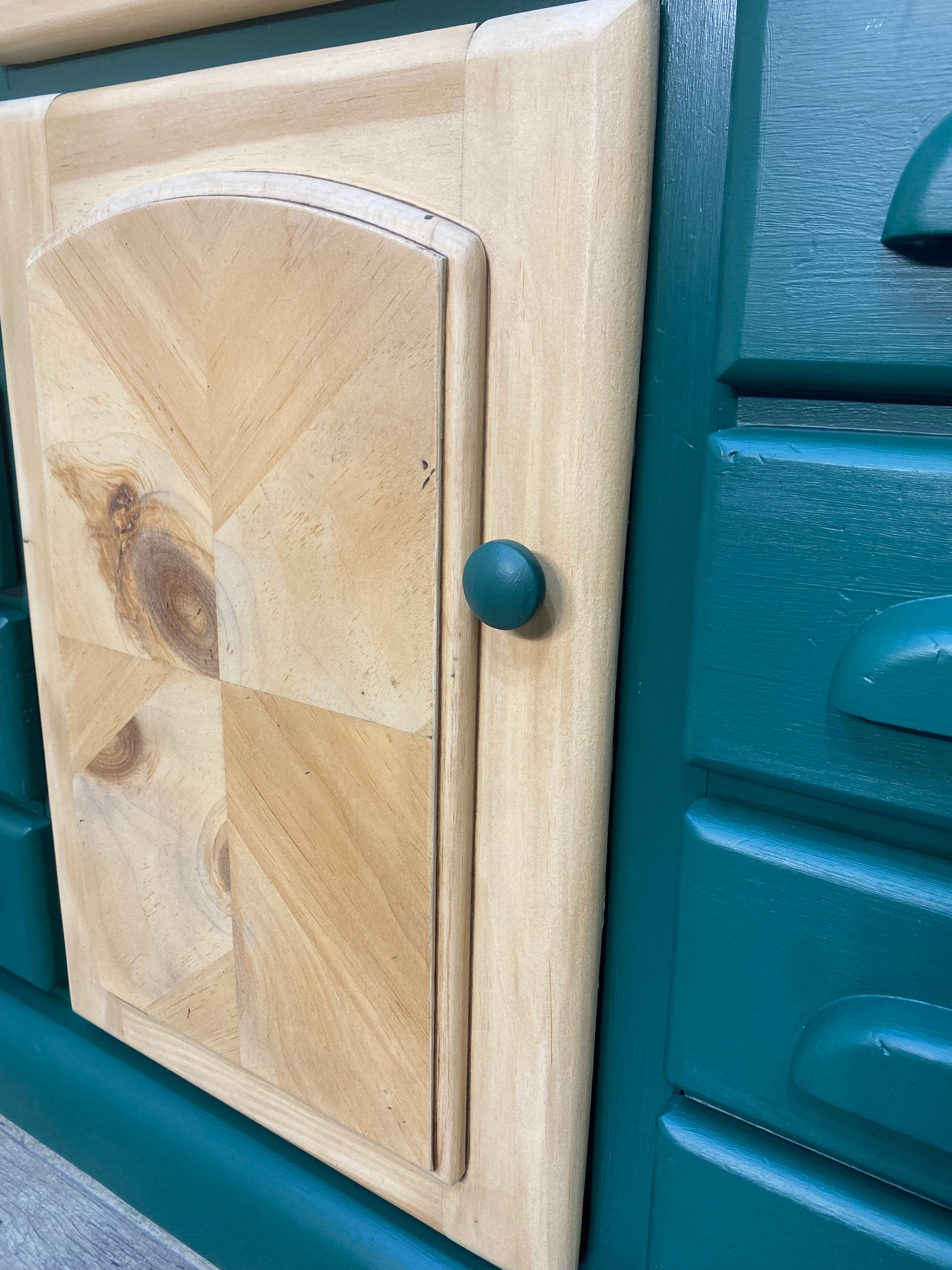 Two Toned Wood & Green Dresser Post Furnishings Two Toned Wood & Green Dresser Post Furnishings