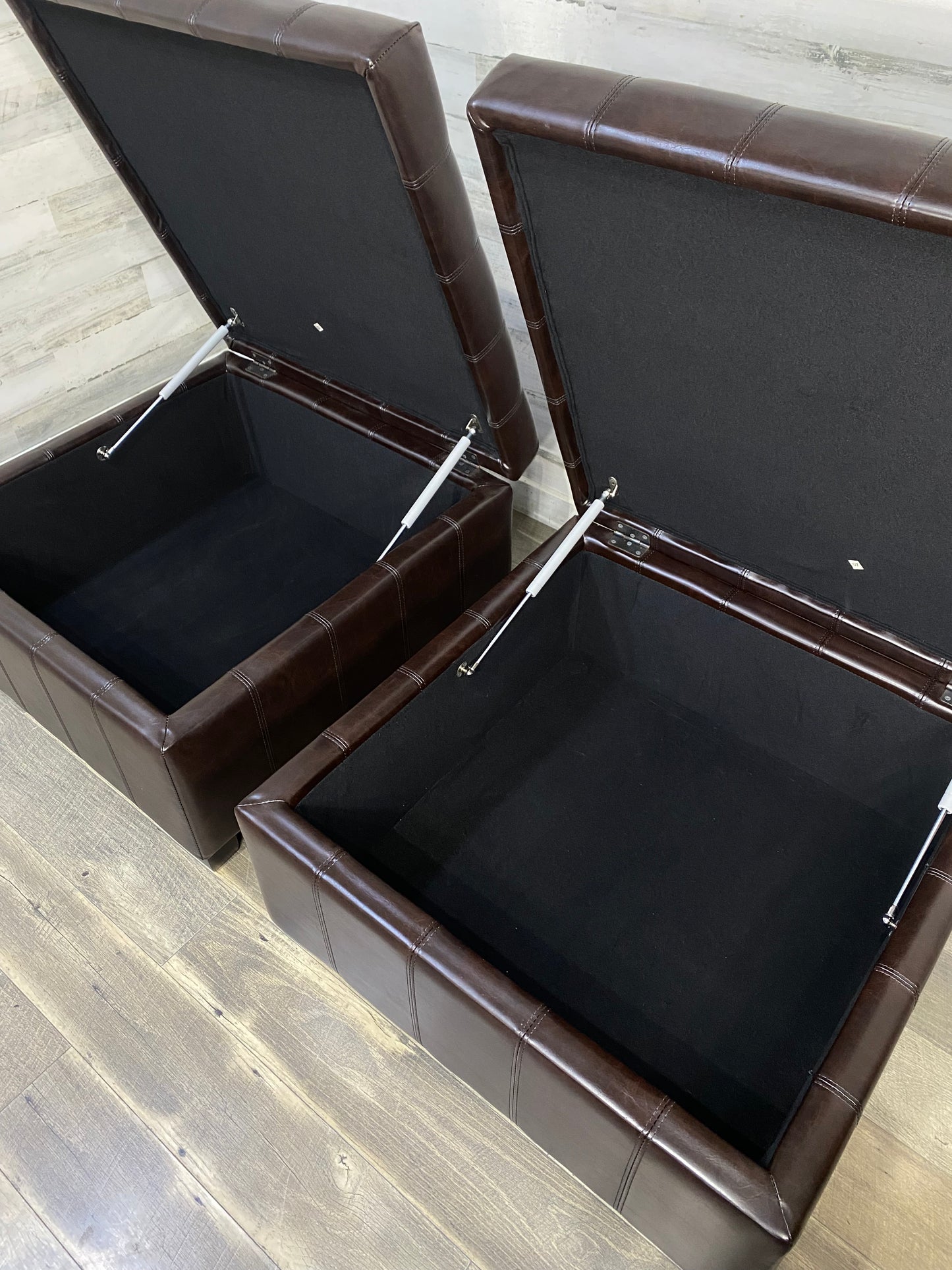 Set Of 2 Brown Storage Ottomans