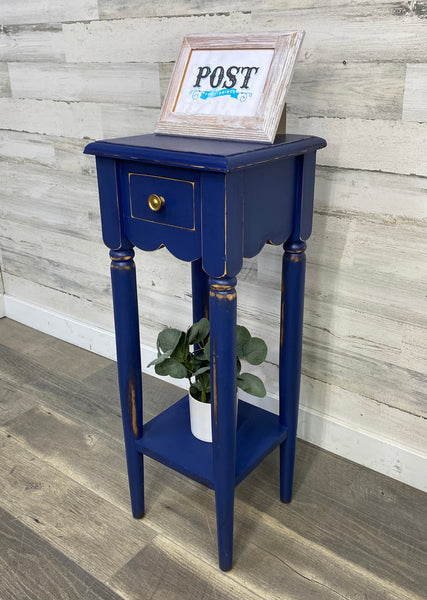 Navy Blue End Table/ Nightstand/ Plant Stand