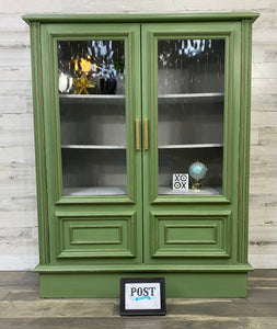 Antique Green Cabinet Hutch