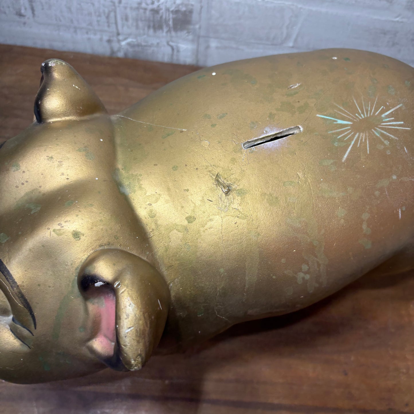 Mid Century Chalkware Starburst Piggy Bank A.N. Brooks