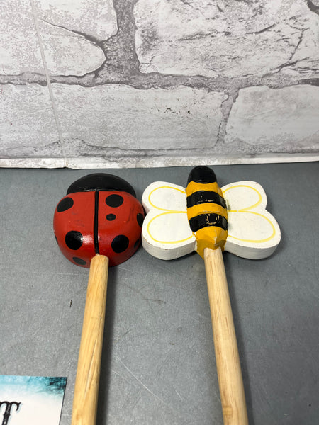 Bee And Lady Bug Wooden Salad Spoon Set