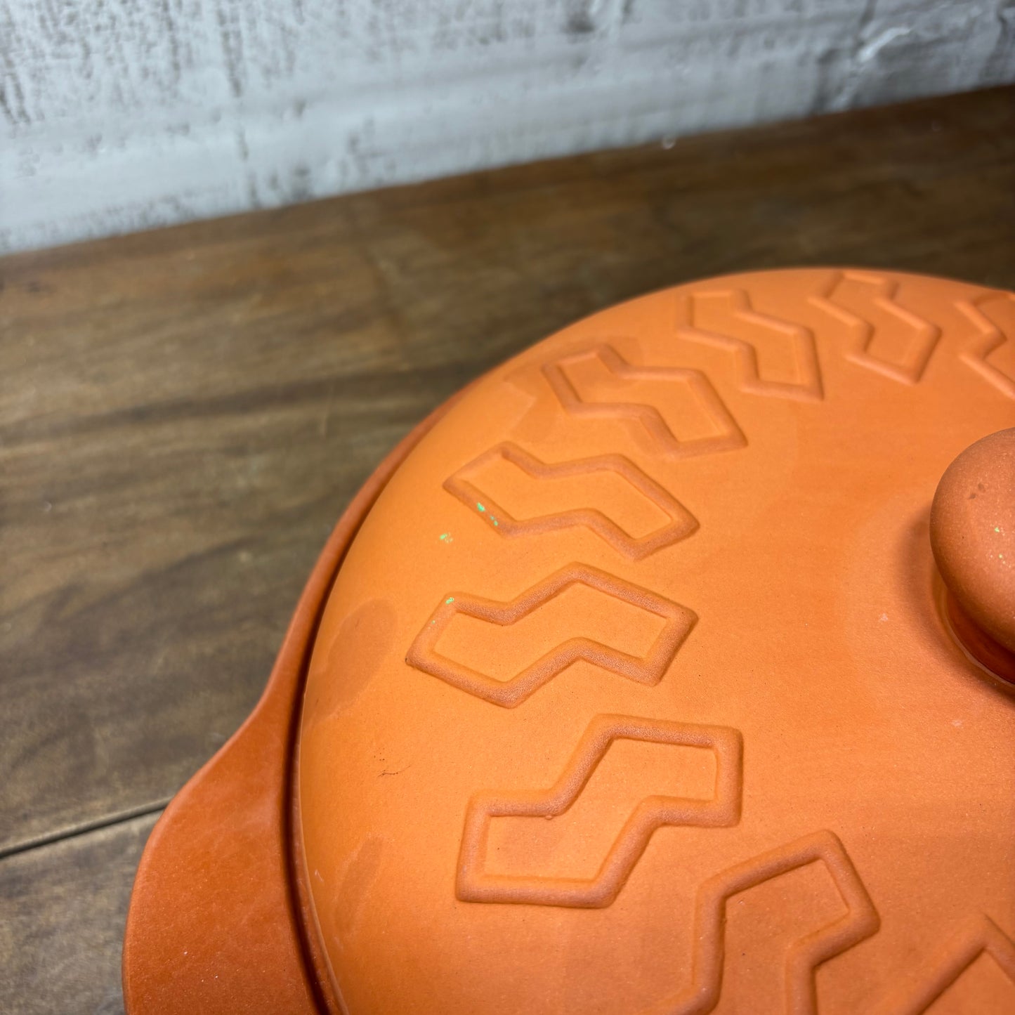Vintage PIC Terracotta Clay Round Casserole Dish