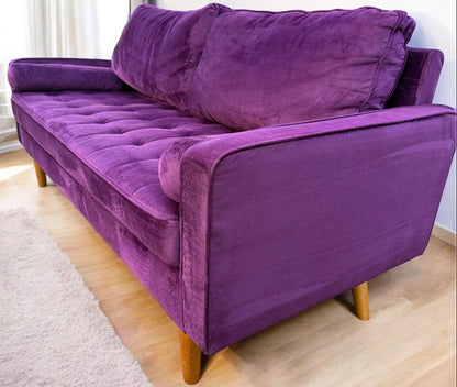 Purple Velvet Modern Loveseat