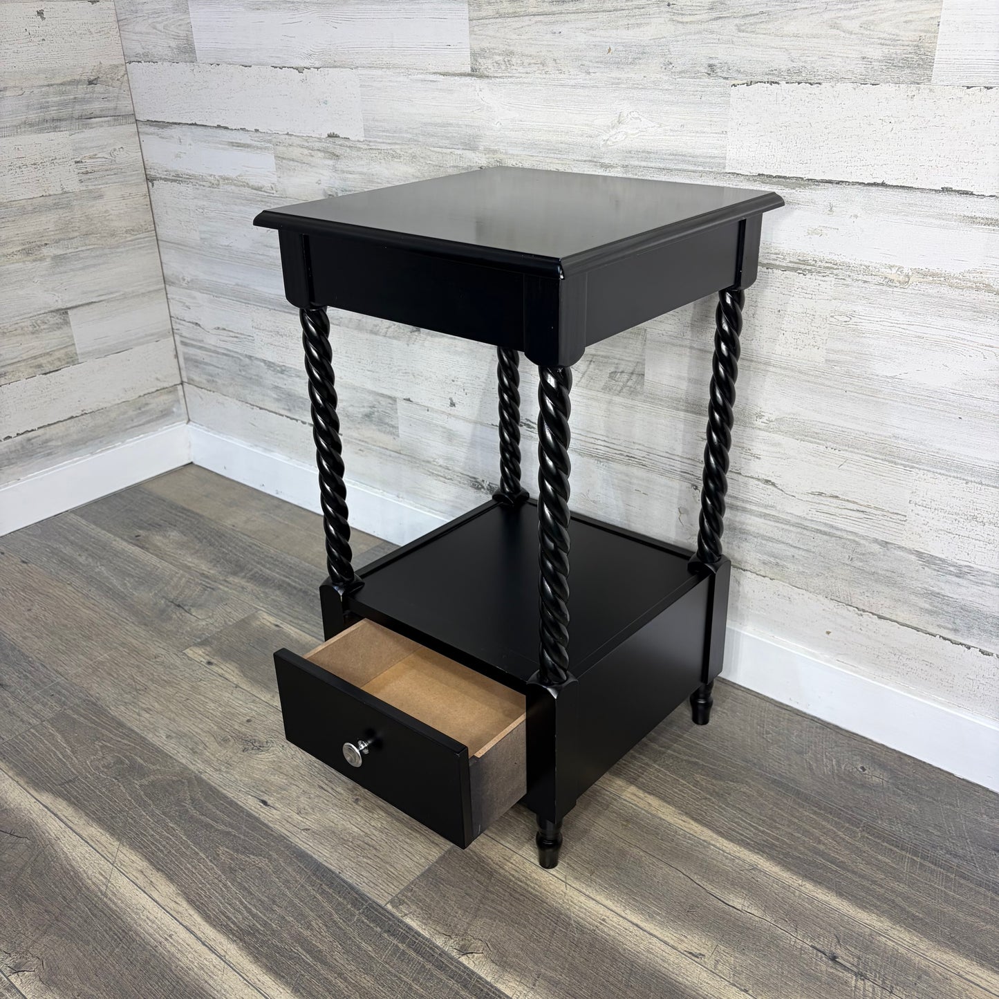 Black Spiral End Table/ Nightstand