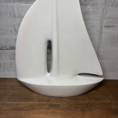 Vintage White Ceramic Nautical Sail Boat