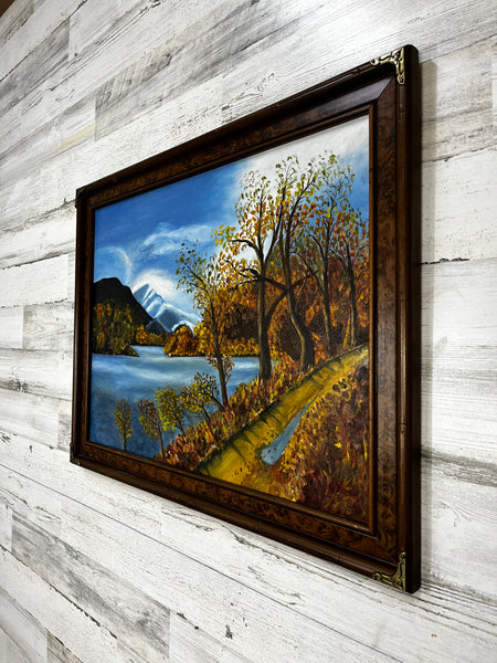 Vintage Fall Lake Painting