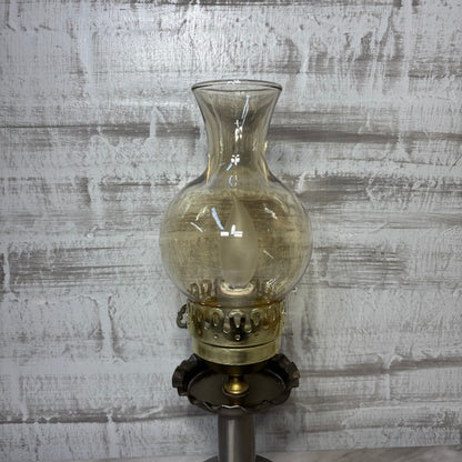 Vintage Hurricane Style Electric Table Lamp-Silver