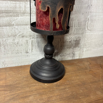 Rustic Cowboy Silhouette Metal Candle Holder