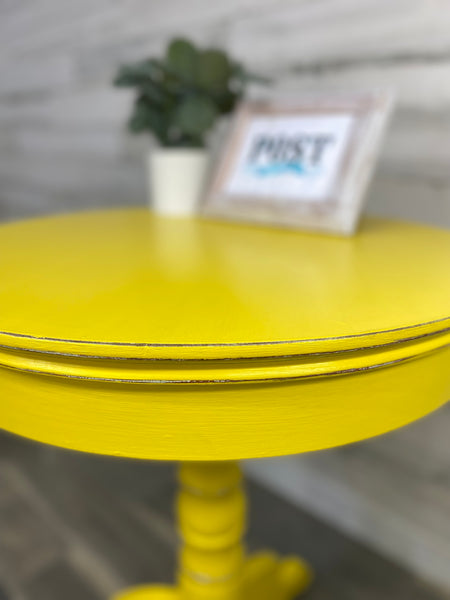 Bright Yellow Round Side Table