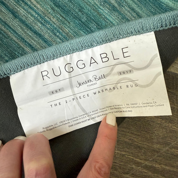 Ruggable Washable Area Rug Round Teal 6’