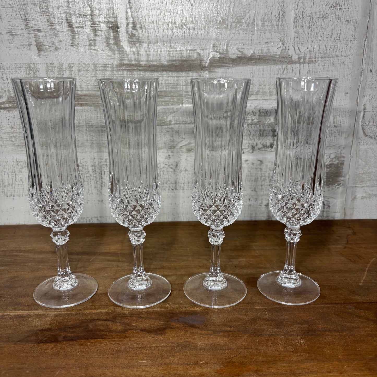 Vintage Cristal D’Arques Longchamp Crystal Glass Champagne Flutes