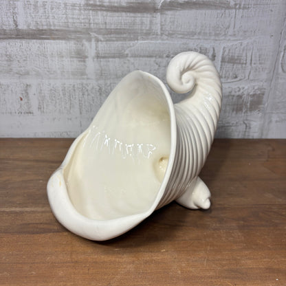 White Ceramic Cornucopia Decor