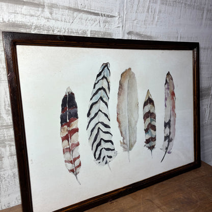 Boho Feather Watercolor Framed Art
