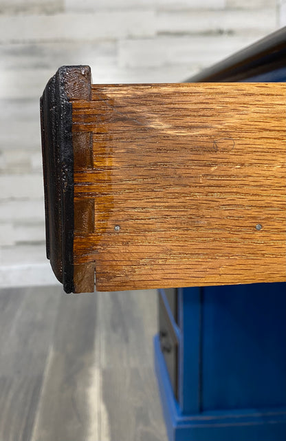 Navy Blue Desk W/ Dark Wood