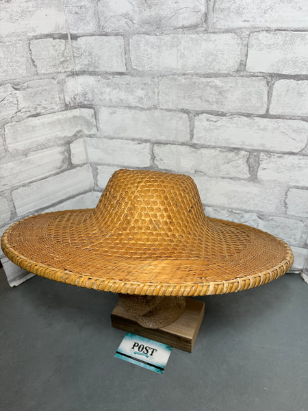 Vintage Asian Coolie Bamboo Straw Farmer Hat