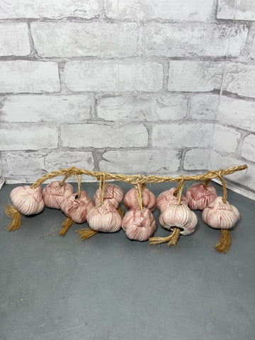 Vintage Braided Rope Hanging Ceramic Garlic Bulbs