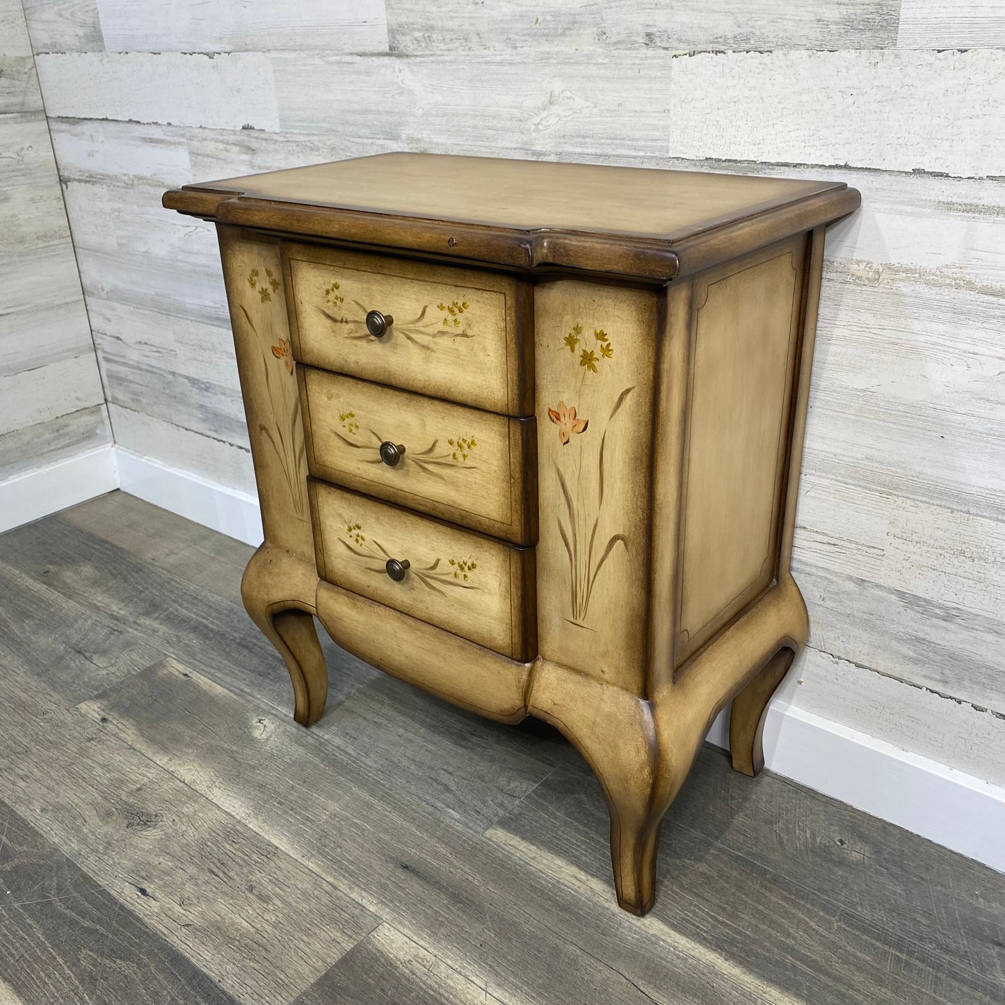 Floral Painted End Table Cabinet