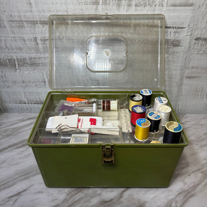 Vintage Wil-Hold Wilson Sewing Box w/ Trays & Sewing Lot